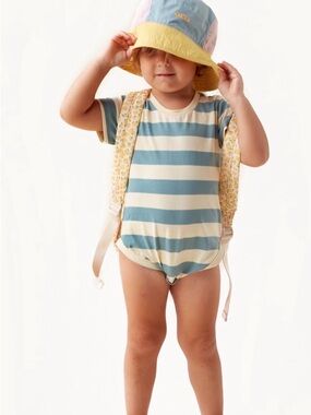 Seafoam Green & Cream Striped Baby One-Piece Bodysuit